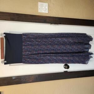 Willow & Clay Women's Fold Over Navy Floral Maxi Skirt- Medium